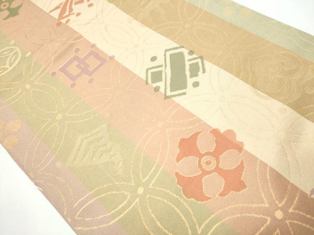 平和屋着物●全通柄　本袋帯　七宝宝尽くし文　金糸　正絹　逸品　CAAX7524hy