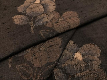 平和屋着物●上質な紬 草花文 正絹 逸品 AABA7814ph