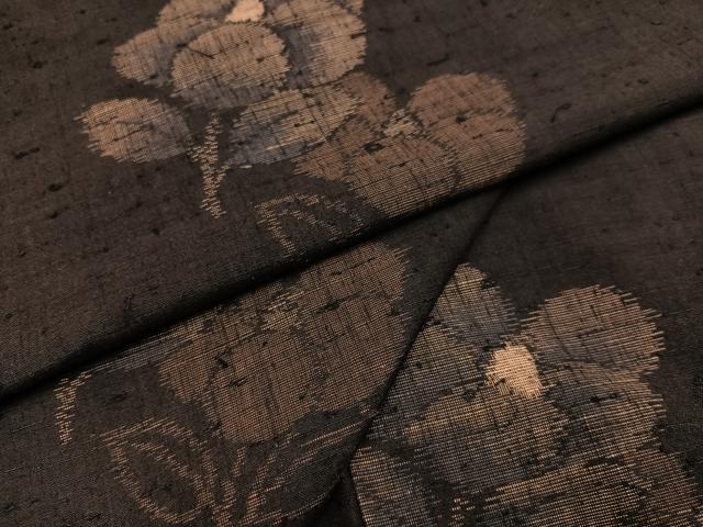 平和屋着物●上質な紬 草花文 正絹 逸品 AABA7814ph