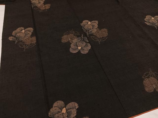 平和屋着物●上質な紬 草花文 正絹 逸品 AABA7814ph