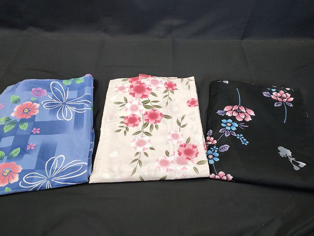 平和屋本店■浴衣 まとめて 3点 人物 蝶 花柄 しじら織 など 着用可能多数 ppp2627 km