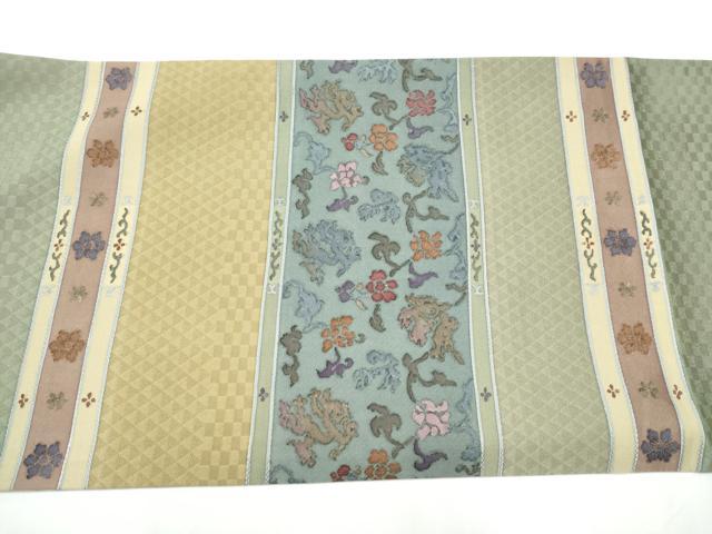 平和屋着物●太鼓柄袋帯　花唐草文　正絹　逸品　CAAY2402hy