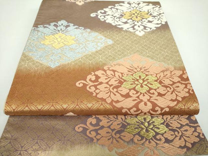 平和屋着物●六通柄袋帯 唐織 花菱文 金糸 正絹 逸品 DAAV6958ps