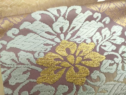 平和屋着物●六通柄袋帯 唐織 花菱文 金糸 正絹 逸品 DAAV6958ps