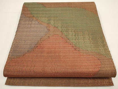 平和屋着物▼太鼓柄袋帯　もじり織　正絹　逸品　AABA8381wj