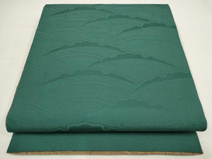 平和屋着物▼六通柄袋帯　横段雪輪文　金通し地　正絹　逸品　AABA8384wj