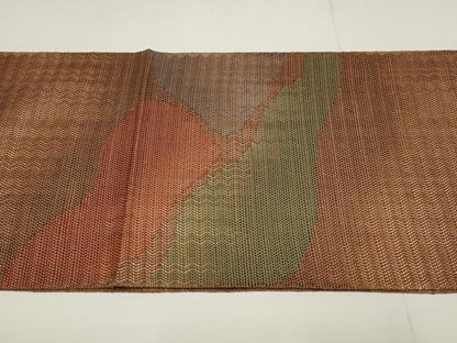 平和屋着物▼太鼓柄袋帯　もじり織　正絹　逸品　AABA8381wj