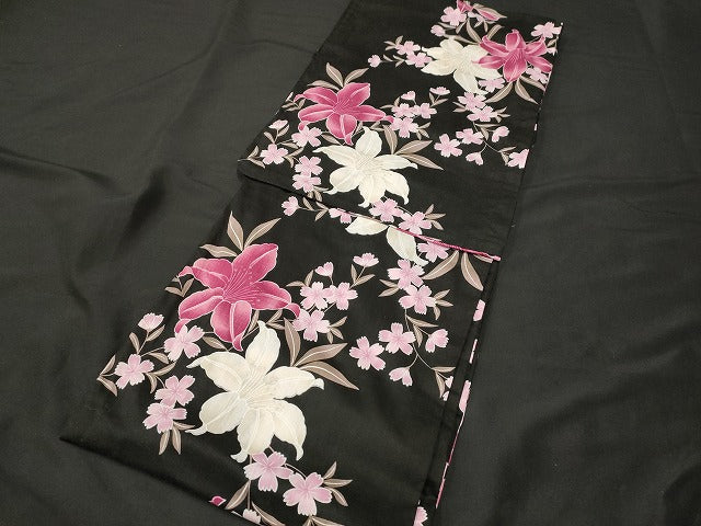 平和屋本店■浴衣 まとめて 3点 花柄 ラメ 綿紅梅 など 着用可能多数 ppp2642 km