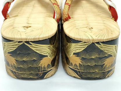 平和屋本店■和装小物　ぽっくり下駄　こっぽり・おこぼ下駄　畳表　飛鶴文　逸品　逸品　CZAA3675s5
