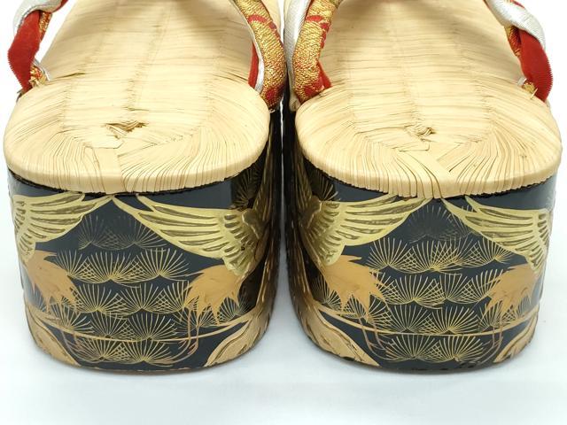 平和屋本店■和装小物　ぽっくり下駄　こっぽり・おこぼ下駄　畳表　飛鶴文　逸品　逸品　CZAA3675s5