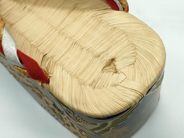 平和屋本店■和装小物　ぽっくり下駄　こっぽり・おこぼ下駄　畳表　飛鶴文　逸品　逸品　CZAA3675s5