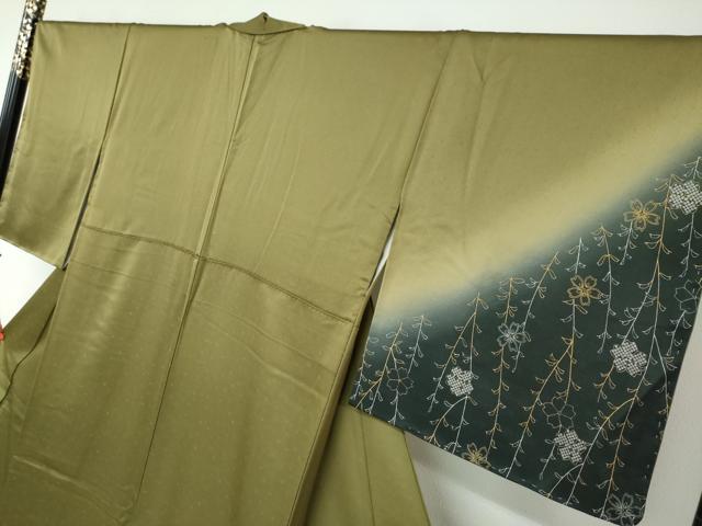 平和屋着物●訪問着 作家物 枝花文 暈し染め 金銀彩 正絹 逸品 DAAW5434ud