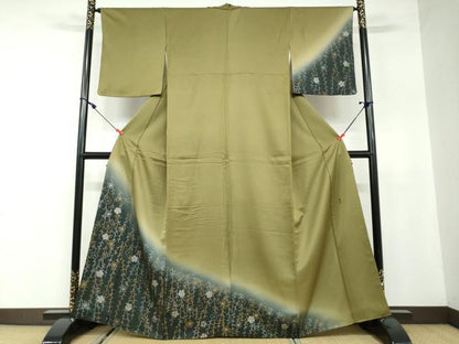平和屋着物●訪問着 作家物 枝花文 暈し染め 金銀彩 正絹 逸品 DAAW5434ud