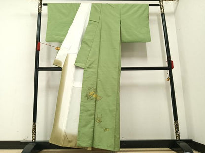 平和屋着物●京の名門・菱屋六右ェ門 紬 色留訪問着 いざり機 正絹 逸品 AABA8938ph