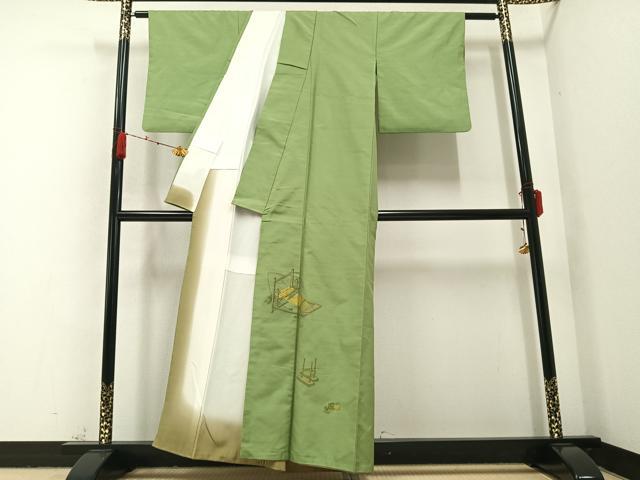 平和屋着物●京の名門・菱屋六右ェ門 紬 色留訪問着 いざり機 正絹 逸品 AABA8938ph