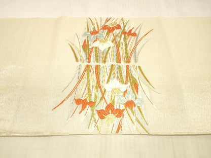 平和屋着物＊夏物　太鼓柄袋帯　唐織　杜若　金銀糸　正絹　逸品　DAAX0305cm