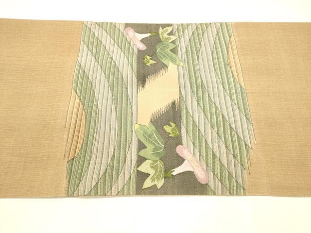 平和屋着物＊夏物 太鼓柄袋帯 朝顔 金糸 正絹 逸品 DAAX0304cm