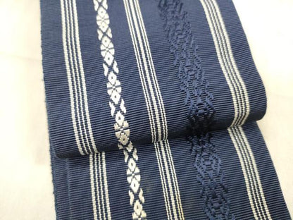 平和屋着物●男性　本場筑前博多織　角帯　献上　正絹　逸品　DAAX0393cm