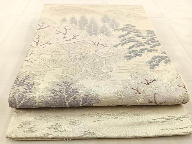 平和屋着物◎六通柄袋帯　平等院　銀糸　正絹　逸品　BAAU8691yc
