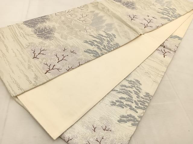 平和屋着物◎六通柄袋帯　平等院　銀糸　正絹　逸品　BAAU8691yc