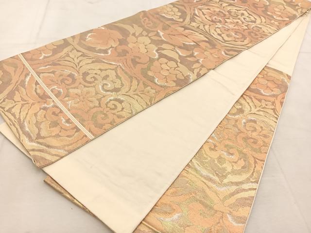 平和屋着物◎六通柄袋帯 更紗葡萄蔦の葉文 金糸 引箔 正絹 逸品 BAAU8693yc