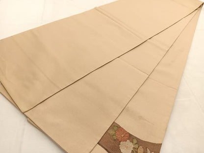 平和屋着物◎太鼓柄袋帯　すくい織　草花文　金糸　銀座おおぎ屋扱い　正絹　逸品　BAAU8723yc