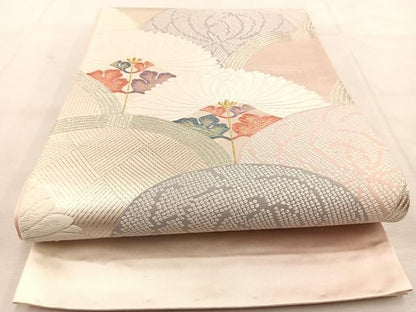 平和屋着物◎六通柄袋帯 唐織 菊青海波 金銀糸 正絹 逸品 BAAU8753yc