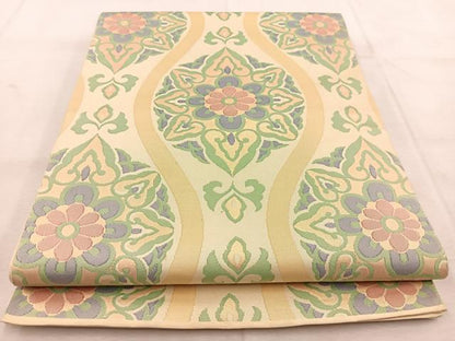 平和屋着物◎六通柄　本袋帯　立涌花文　金糸　正絹　逸品　BAAU8762yc