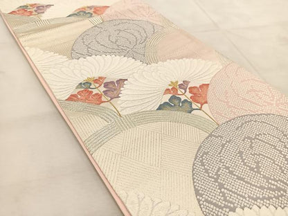 平和屋着物◎六通柄袋帯 唐織 菊青海波 金銀糸 正絹 逸品 BAAU8753yc