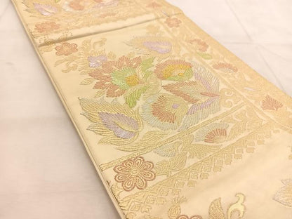 平和屋着物◎六通柄袋帯 更紗花唐草文 金銀糸 正絹 逸品 BAAU8759yc