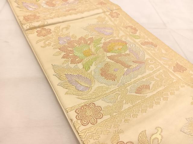 平和屋着物◎六通柄袋帯 更紗花唐草文 金銀糸 正絹 逸品 BAAU8759yc