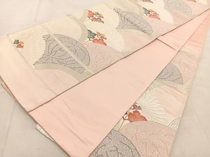 平和屋着物◎六通柄袋帯 唐織 菊青海波 金銀糸 正絹 逸品 BAAU8753yc