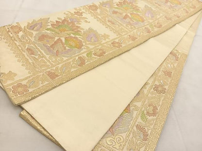 平和屋着物◎六通柄袋帯 更紗花唐草文 金銀糸 正絹 逸品 BAAU8759yc