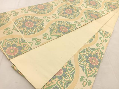 平和屋着物◎六通柄　本袋帯　立涌花文　金糸　正絹　逸品　BAAU8762yc