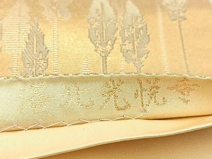 平和屋着物◎西陣　服部織物謹製　六通柄袋帯　洛北光悦寺　こはく錦　金糸　引箔　正絹　逸品　BAAU8756yc