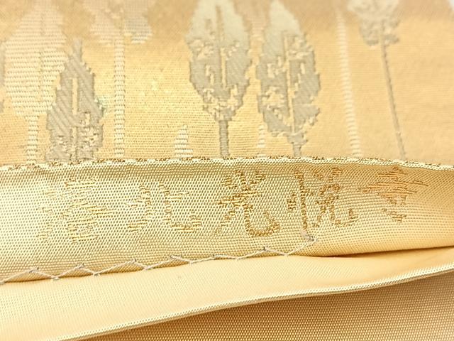 平和屋着物◎西陣　服部織物謹製　六通柄袋帯　洛北光悦寺　こはく錦　金糸　引箔　正絹　逸品　BAAU8756yc