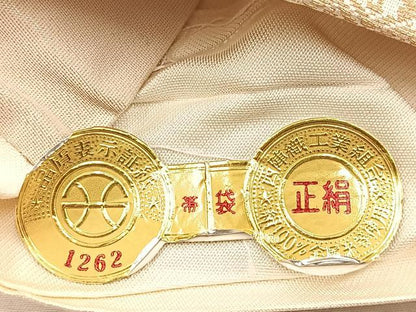 平和屋着物◎西陣 橋本機業店 六通柄袋帯 唐織 亀甲流水花文 金糸 証紙付き 正絹 逸品 BAAU8772yc