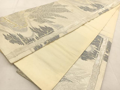 平和屋着物◎六通柄袋帯 竹林 金銀糸 正絹 逸品 BAAU8800yc