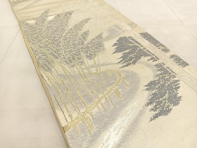 平和屋着物◎六通柄袋帯 竹林 金銀糸 正絹 逸品 BAAU8800yc