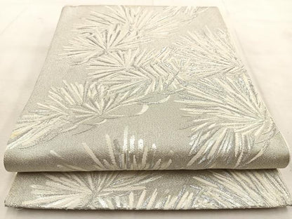 平和屋着物◎六通柄袋帯　唐織　若松葉　銀糸　正絹　逸品　BAAU8794yc