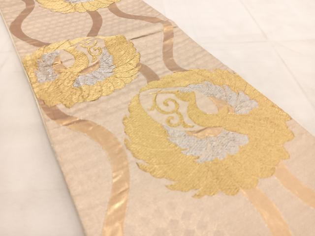 平和屋着物◎六通柄袋帯　立涌飛鶴丸文　金銀糸　正絹　逸品　BAAU8844yc