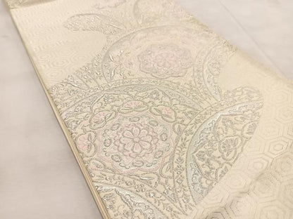 平和屋着物◎六通柄袋帯　唐織　正倉院青海波　銀糸　正絹　逸品　BAAU8826yc