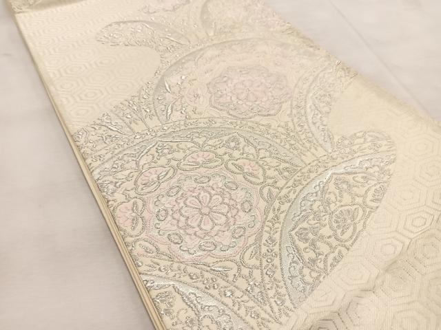平和屋着物◎六通柄袋帯　唐織　正倉院青海波　銀糸　正絹　逸品　BAAU8826yc