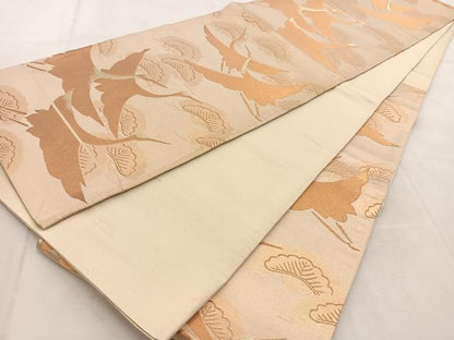 平和屋着物◎六通柄袋帯 飛鶴松文 金糸 正絹 逸品 BAAU8813yc
