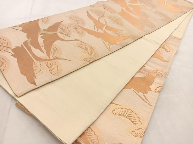 平和屋着物◎六通柄袋帯 飛鶴松文 金糸 正絹 逸品 BAAU8813yc