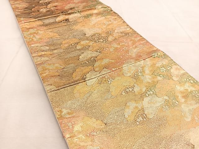 平和屋着物◎六通柄袋帯　浜松文　金銀糸　正絹　逸品　BAAU8841yc