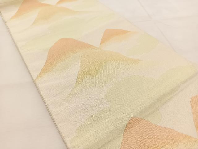 平和屋着物◎六通柄袋帯　綴れ　遠山文　金糸　正絹　逸品　BAAU8825yc