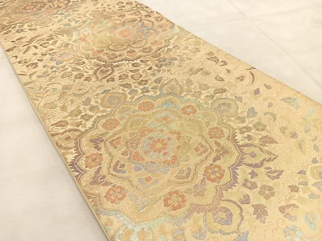 平和屋着物◎六通柄袋帯　正倉院花文　金銀糸　正絹　逸品　BAAU8805yc