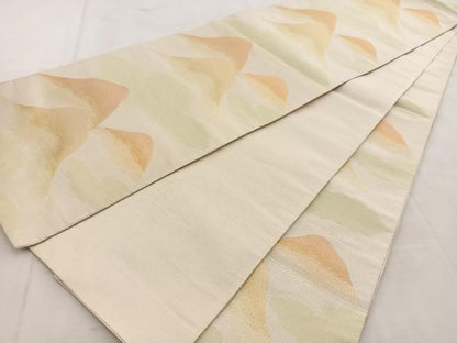平和屋着物◎六通柄袋帯　綴れ　遠山文　金糸　正絹　逸品　BAAU8825yc