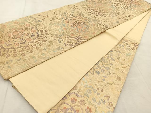 平和屋着物◎六通柄袋帯　正倉院花文　金銀糸　正絹　逸品　BAAU8805yc